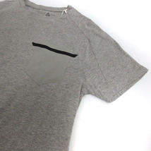 未使用品 リーボック Reebok Tシャツ 半袖 EC0726 胸ポケット コットン グレー S メンズ_画像3