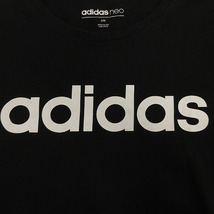 アディダス adidas Ｔシャツ 半袖 丸首 ロゴ ブラック 黒 ホワイト 白 M レディース_画像5