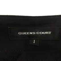 クイーンズコート QUEENS COURT パンツ 七分丈 ストレッチ 裾レース ブラック 黒 1 レディース_画像7