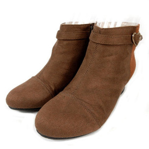  moon Star MoonStar boots bootie belt Heart suede style side fastener color scheme Brown tea 22 lady's 