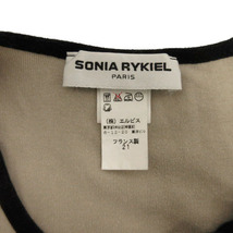 ソニアリキエル SONIA RYKIEL カットソー 半袖 切替え リボン ラインストーン フランス製 ベージュ ブラック 黒 M レディース_画像8