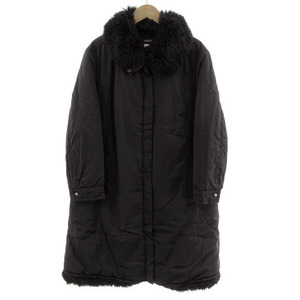 fere jeans FERRE JEANS coat fur with cotton Italy made black black L lady's 