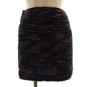  profile PROFILE skirt Mini knitted Mix thread wool . navy navy blue Brown tea lady's 