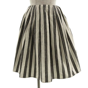  Ray Beams Ray Beams skirt midi height Flare linen. stripe ivory black black 0 lady's 