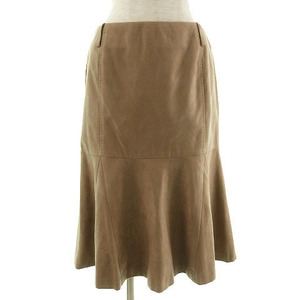  I si- Be iCB skirt mi leak height hem Flare suede style artificial leather Brown tea 13 lady's 