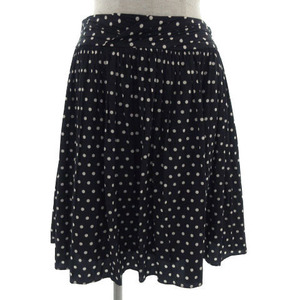  Rope ROPE skirt gathered skirt midi height made in Japan dot navy navy blue white 9 lady's 