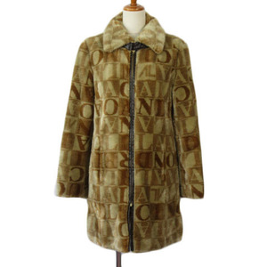  Andre Luciano ANDRELUCIANO coat fake fur Logo beige tea Brown lady's 