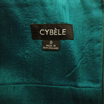 CYBELE ドレス ワンピース ひざ丈 ベアトップ シルク100% エメラルドグリーン 青緑系 8 レディース_画像8