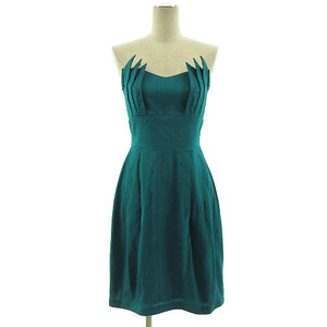 CYBELE ドレス ワンピース ひざ丈 ベアトップ シルク100% エメラルドグリーン 青緑系 8 レディース