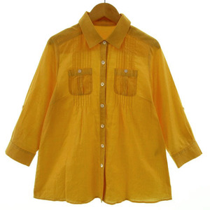 ノーリーズ Nolley's シャツ 七分袖 ロールアップ リネン混 日本製 イエロー系 黄色系 山吹色系 38 レディース