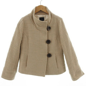  Ships SHIPS jacket stand-up collar wool . brown group Brown beige S lady's 