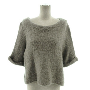  Alpha Cubic ALPHA CUBIC knitted 7 minute sleeve wool . gray L lady's 