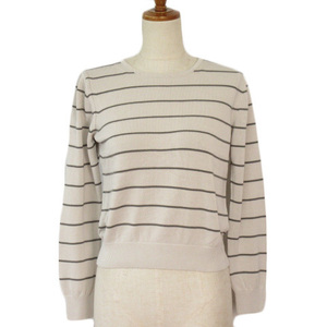  Ined INED cut and sewn knitted border long sleeve 9 beige lady's 