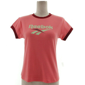 未使用品 リーボック Reebok Tシャツ 半袖 ロゴプリント コットン ピンク レッド 赤 M レディース