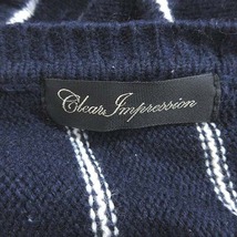 クリアインプレッション CLEAR IMPRESSION ニット セーター 長袖 クルーネック フェイクレイヤード ストライプ 2 紺 ネイビー /CT レディー_画像5