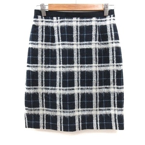  Jusglitty JUSGLITTY tight skirt knee height check wool moheya. Anne gola.1 navy blue navy white white lady's 