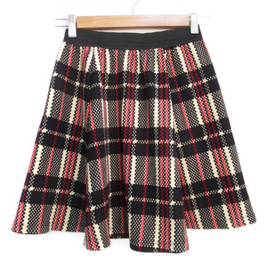  Vert Dense Vert Dense flair skirt mini height check pattern multicolor M black beige black /FF51 lady's 