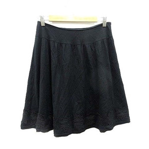 デュアルヴュー DUAL VIEW スカート フレア ミニ ウール 40 黒 ブラック /YK レディース