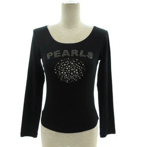  Laurel Laurel cut and sewn long sleeve U neck pearl black black 34 lady's 