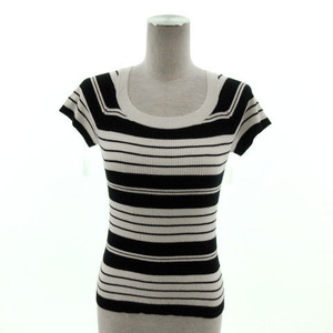  Ined INED knitted short sleeves border white black black 9 lady's 