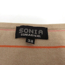 ソニア ソニアリキエル SONIA SONIA RYKIEL ニット 七分袖 Vネック ボーダー コットン ベージュ オフ白 オレンジ ピンク 38_画像6