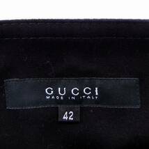 グッチ GUCCI 国内正規 スカート ひざ丈 タイト スリット ステッチ 42 ブラック 黒 /C レディース_画像3