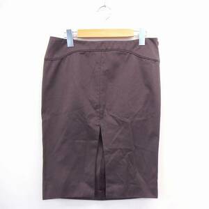  unused goods Gucci GUCCI tag attaching domestic regular skirt tight knee height slit plain cotton cotton 42 Brown tea /C lady's 