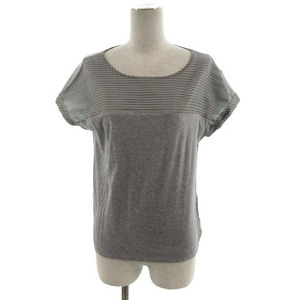  Indivi INDIVI cut and sewn short sleeves boat neck switch . gray 38 lady's 