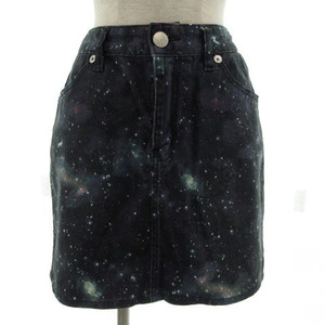  X-girl x-girl skirt knee on height kozmik pattern Galaxy pattern Logo embroidery black black multicolor 2 lady's 