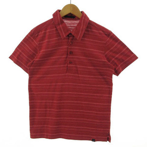 カスタムカルチャー CUSTOM CULTURE ポロシャツ 半袖 コットン混 薄手 ボーダー レッド 赤 48 メンズ
