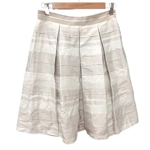  Untitled UNTITLED pleated skirt knee height border 2 beige /CT lady's 