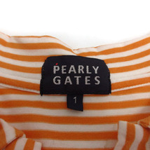パーリーゲイツ PEARLY GATES ポロシャツ 半袖 キーネック ボーダー オレンジ ホワイト 白 1 レディース_画像6
