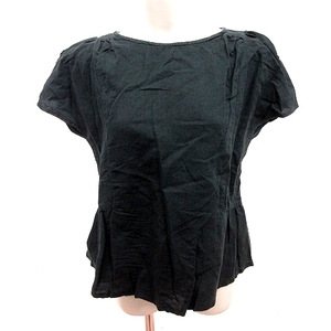  Nimes NIMES рубашка блуза короткий рукав лен linen чёрный черный /RT #MO женский 