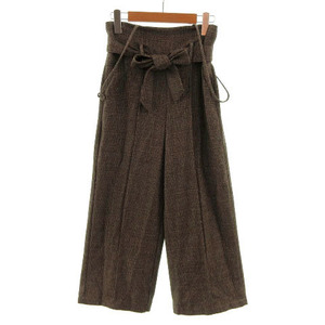  Cecil McBee CECIL McBEE pants wide pants suspenders ribbon belt wool . Glenn check Brown tea S lady's 