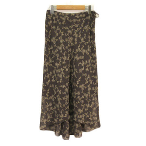  Comme Ca Ism COMME CA ISM skirt flair asimeto Lee floral print chiffon L tea Brown lady's 