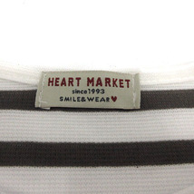 ハートマーケット HEART MARKET ニット 五分袖 オーバーサイズ ボーダー カーキ系 グレーカーキ ホワイト 白 F レディース_画像7