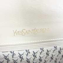 イヴサンローラン YVES SAINT LAURENT ショルダーバッグ 肩掛け 斜め掛け クロコ型押し レザー アイボリー 黄色 イエロー ベージュ レディ_画像3