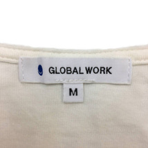 グローバルワーク GLOBAL WORK カットソー プルオーバー ラウンドネック 切替 リボン 半袖 M 白 茶 ホワイト ブラウン レディース_画像5
