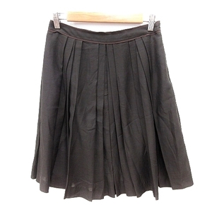  Untitled UNTITLED pleated skirt knee height 2 scorching tea dark brown /AU lady's 