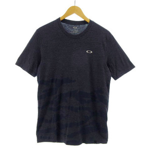 オークリー OAKLEY Tシャツ 半袖 ロゴプリント 総柄 ネイビー 紺 S メンズ