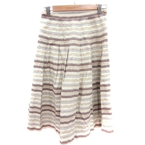  Scapa SCAPA skirt flair long border 36 beige /RT lady's 