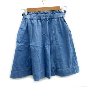  X-girl x-girl Denim skirt flair skirt knee height 2 blue blue /MS10 lady's 