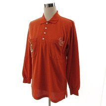 エムユースポーツ MU SPORT ポロシャツ 長袖 刺繍 犬 ゴルフボール 日本製 オレンジ系 40 レディース_画像6