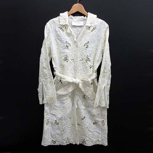  Scervino Street Scervino Streetlinen race spring coat belt attaching flax eggshell white white 40 lady's 