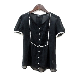  Harris HARRISS блуза линия короткий рукав 36 чёрный черный /MN женский 