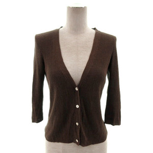 Dana Charan New York Dkny Cardigan 7 -Quarter Erine Linen 100 % Brown Tea Sam