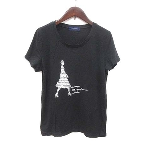 ロイスクレヨン Lois CRAYON Tシャツ カットソー 半袖 クルーネック プリント M 黒 ブラック /CT レディース