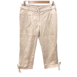  SunaUna Sunauna cropped pants tuck roll up ribbon 40 beige /CT #MO lady's 