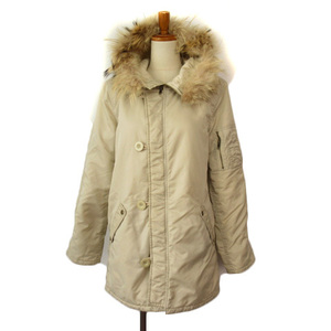  M ke- Michel Klein MK MICHEL KLEIN + jacket cotton inside raccoon fur nylon 38 beige lady's 