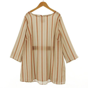 euru Cube eur3 tunic long sleeve stripe beige Brown tea red tea 1 lady's 